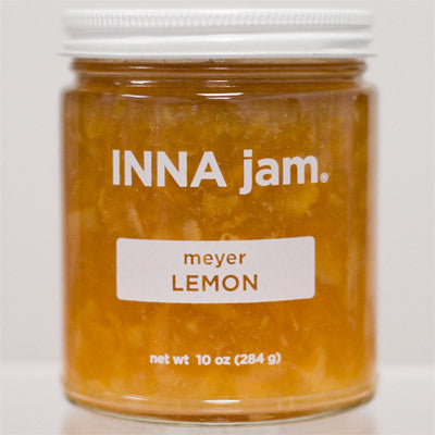 meyer Lemon marmalade! Made from organic meyer lemons frown in the Capay Valley of California, organic unrefined cane sugar and water. A cross between a lemon and a sweet orange, meyer lemons are sweeter and more floral than traditional lemons. Our jam is a balance between the wonderfully tart lemony bite, the bitter tinge distinctive of citrus marmalades, and the luscious sweetness (but not-too-sweet) typical of our jams.